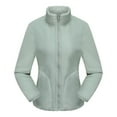 thumbnail image 5 of Women's Sherpa Long Sleeve Mock Neck Full-Zip Jacket Cardigan Coat Green L, 5 of 9