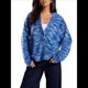thumbnail image 2 of Suéter Tipo Cárdigan de Rayas Extragrande para Mujer, de Punto, con Botones, Larga y Hombros Caídos Azul L, 2 of 10