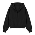 thumbnail image 5 of Nowekniz Womens Oversized Half Zip Fleece Hoodie, Long Sleeve Cropped Quarter Zip Pullover Sweatshirt, Warm Fall Winter Casual & Gym Training Hooded Top, 5 of 6
