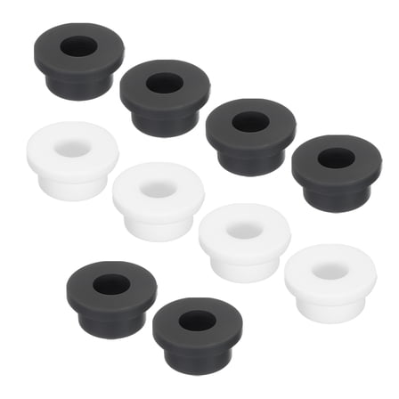 Uxcell T Shape Rubber Grommet Mount Dia 22mm, ID 12mm 6PCS Black and 4PCS White Seal Protection Cable Grommets