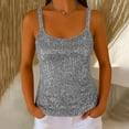 thumbnail image 7 of Felirenzacia Women's Slim Fit Scoop Neck Sequin Tank Top, Wide Strap Sleeveless Tube Top, Gray,S, 7 of 7