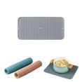 thumbnail image 2 of Large Silicone Dish Drying Mat 23×18 In, Fast-Dry Raised-Ridge Sink Tray, Heat-Safe to 450 °F, Foldable Roll-Up Drainer for Countertop, Trivet for Hot Pans, Pet Bowl Mat, , 1*Silicone Drain Mat, 2 of 8