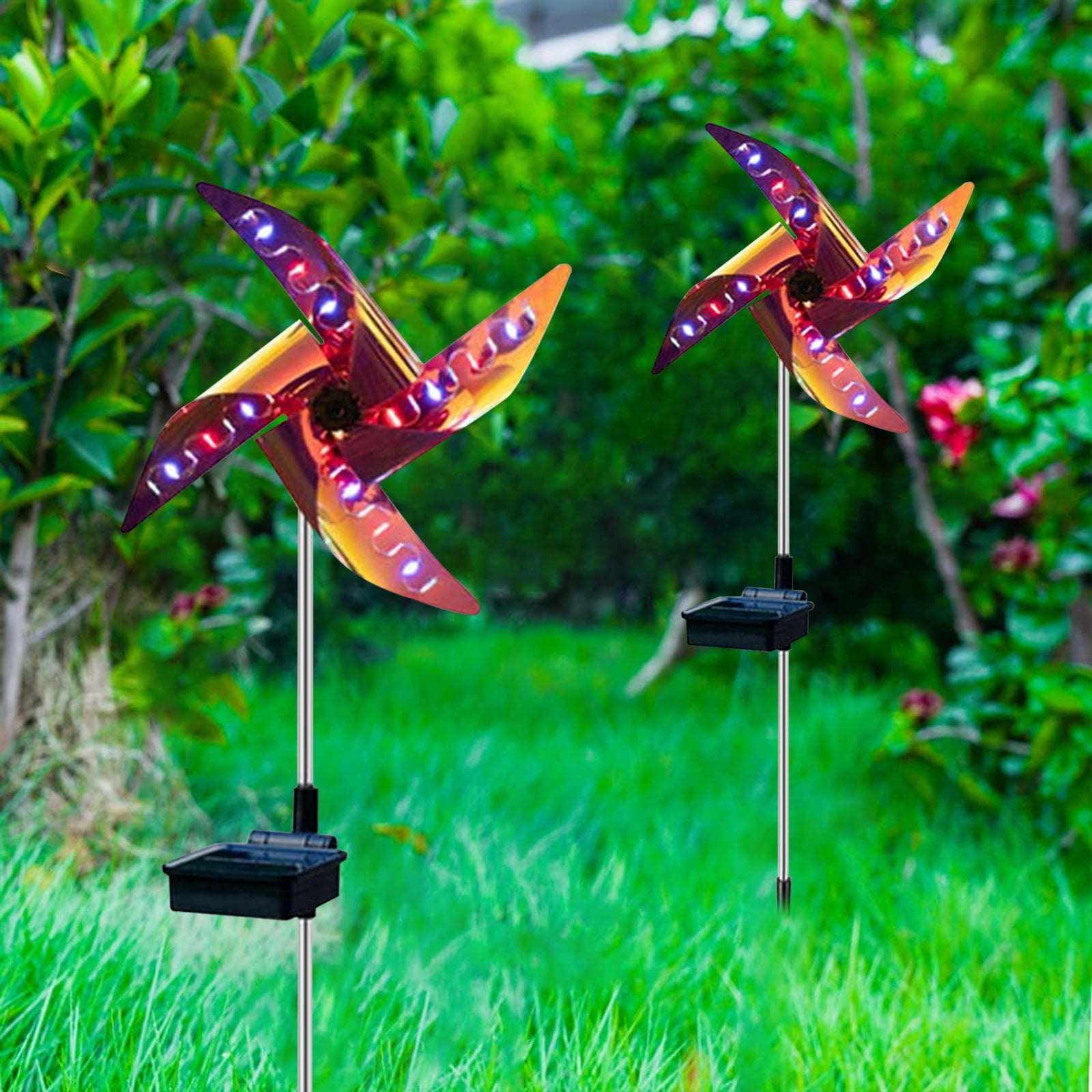 Large Solar Metal 75" Wind Spinner Outdoor Lawn Garden Decor Yard Stake Windmill 