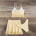 thumbnail image 6 of Lopeceal Eyelet Three Piece Bathing Suit for Women Knot Front Cami Bikini Tops Underwear Swim Skirt Ruffle Slim Cute Swimsuit, 6 of 6