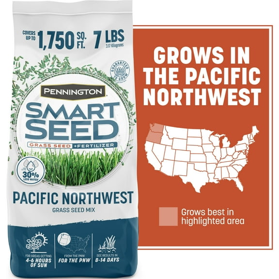Pennington Smart Seed Pacific Northwest Grass Seed Mix, for Sun to Partial Shade, 7 lb. New Bag