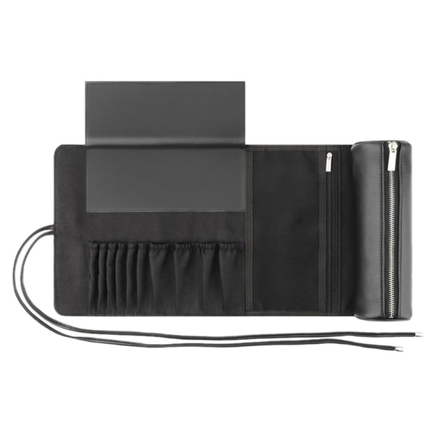 Organizador de brochas de maquillaje con tapa,Estuche para brochas de maquillaje negro a prueba de polvo,Bolsa para brochas de maquillaje con cubierta