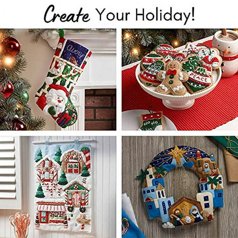 Bucilla Felt Applique DIY Christmas Ornament Kit, Christmas Gnomes, Set of  6 