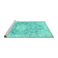 thumbnail image 2 of Ahgly Company Machine Washable Indoor Square Medallion Turquoise Blue Traditional Area Rugs, 4' Square, 2 of 4