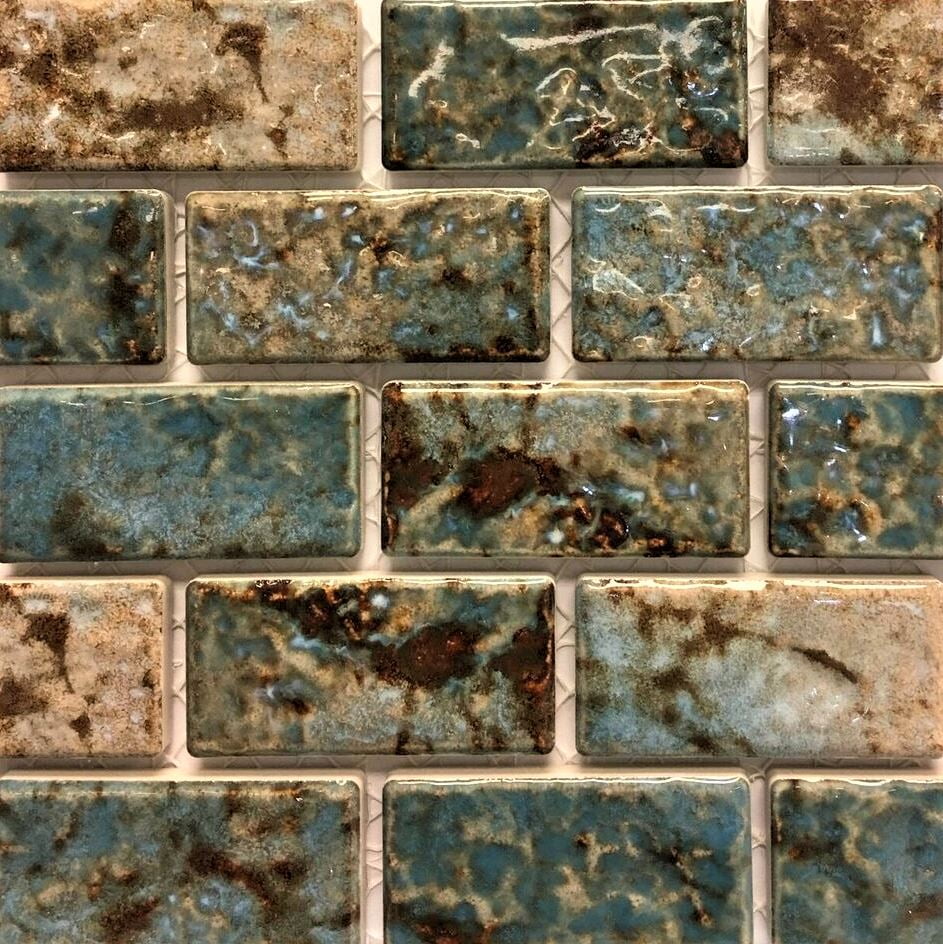 Master Tile MASCVKBQS123 1x2in Baroque Stone 21 sq ft /ctn Turquoise