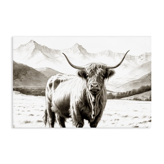 Stupell Industries Farmhouse Highland Sepia Sketch Canvas Art, 24 x 16, by Kim Allen