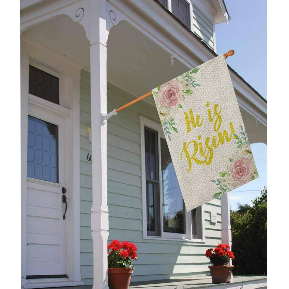 He is Risen House Flag Vertical Double Sided Spring Flowers, Easter ...