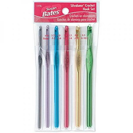 Bates Crochet Hook Set - Susan Bates Silvalume Crochet Hook Set in Pouch Sizes F, G, H, I, J, K