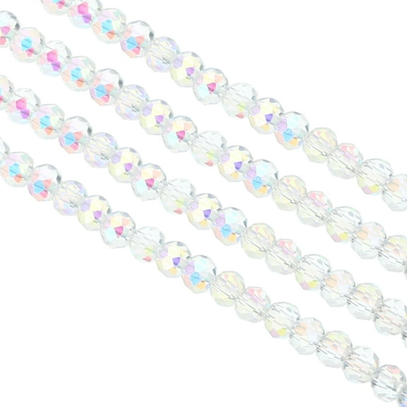Uxcell 4 mm Briolette Rondelle Glass Beads, Small Round Faceted Crystal Bead, Transparent 10Pack