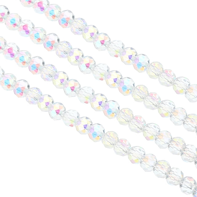 Uxcell 4 mm cuentas de vidrio Briolette Rondelle, pequeñas cuentas de cristal facetadas redondas, paquete de 10 transparente