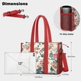 thumbnail image 5 of Teacher Tote Bag,Pioneer Flower Floral Print Pattern Teacher Utility Tote Bag,Large Work Tote Bags for Women with Multiple Pockets,Top Zipper Closure,13.8x10.6x6.7 Inch, 5 of 5