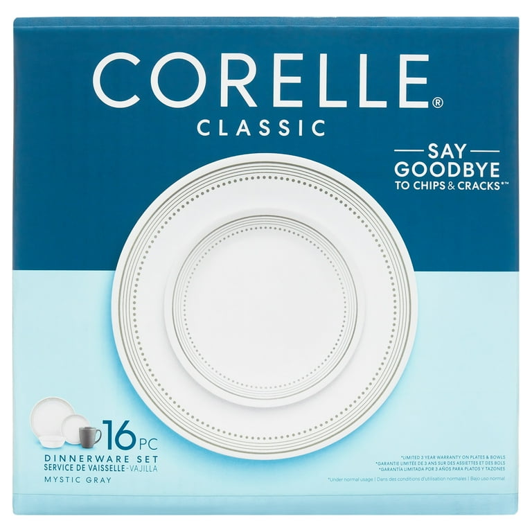 Corelle Livingware Mystic Gray 16 Piece Dinnerware Set