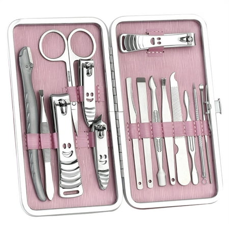Nail Clipper Set Professional 15 Pcs Manicure Pedicure Set Eyebrow Shaping Grooming Kit Ear Cleaning Compact Travel