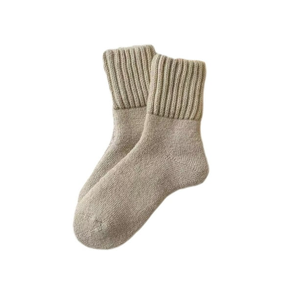 Women's short mid-calf socks winter solid color thick terry snow warm gift