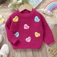 thumbnail image 4 of Coerni Toddler Kids Autumn Winter Knit Sweater Valentine's Day Heart Print Long Sleeve Knitwear Warm Knitted Pullover, 4 of 7