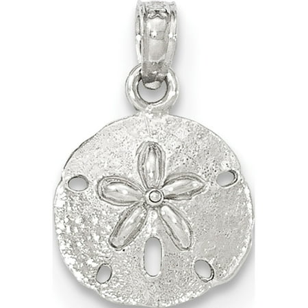 14K White Gold Polished Sand Dollar Pendant / Charm