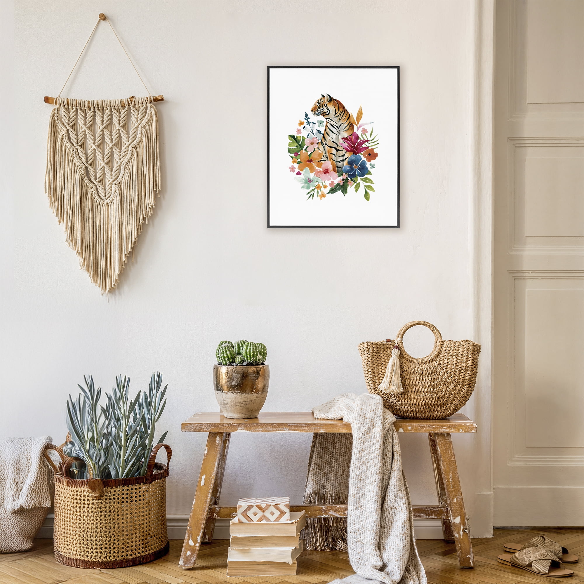 Stupell Industries Tropical Jungle Tiger Black Framed Giclee Art, design by Bethany Sandoval
