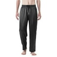 thumbnail image 1 of Black Pants For Men Cargo, Polyester Men's Pants Casual, Mens Trousers, Spring Mens Solid Color Silk Pajamas European Code Casual Pants Simulation Silk Pants Men, 1 of 2