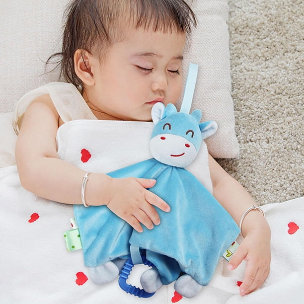 Manta de peluche de juguete parcurrucarse Toal de dentición cómoda, Juguetes de dentición para bebés Unisex Niños Niñas Recién nacidos 3-6 ganado Hugo Manta de felpa rellena