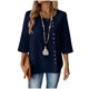 thumbnail image 1 of Mujeres 3/4 Manga Tops Y Blusas de Color Sólido con Botones Cuello Redondo Casual Top de Moda 3/4 Manga Tops Casuales para Mujeres, 1 of 5