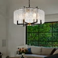 thumbnail image 5 of AFANQI Modern Crystal Chandelier Black Round Light Fixture Drum Crystal Chandelier for Dinning Room, Light Fixture for Living Room, Bedroom, Hallway, Entryway, Kitchen, 5 of 14