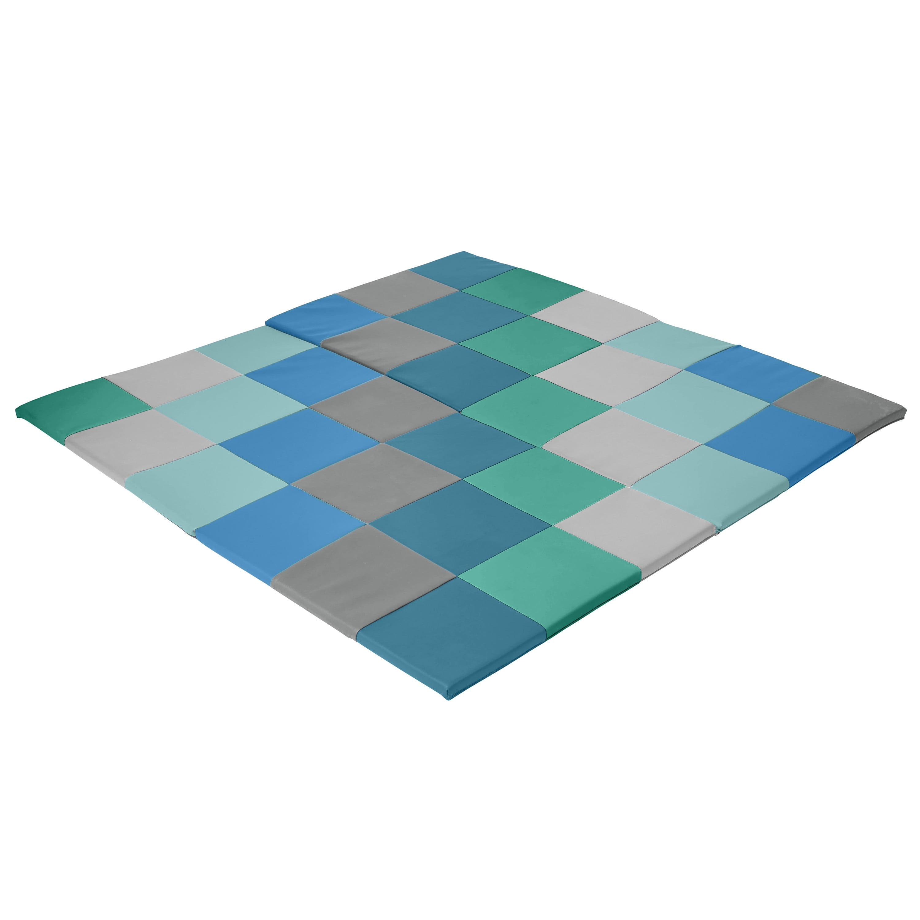 ECR4Kids SoftZone Patchwork Toddler Activity Mat and 12 Stacking Block Set - Contemporary