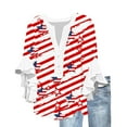 thumbnail image 2 of 4th of July Women Shirts Fourth of July Shirts Womens Womens Red White and Blue Shirts Memorial Day T-Shirts Ladies New Lace 3/4 Sleeve V-Neck Button Independence Day Printed Tops, 2 of 5