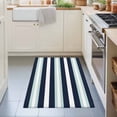 thumbnail image 3 of Entryway Rug 2'x3', Aqua Navy Blue Striped Kitchen Runner Rugs Non-Slip Carpet Mats, Modern Abstract Lines Geometric Bedside Rugs Runners Washable Floor Carpet for Bathroom Laundry Room, 3 of 8