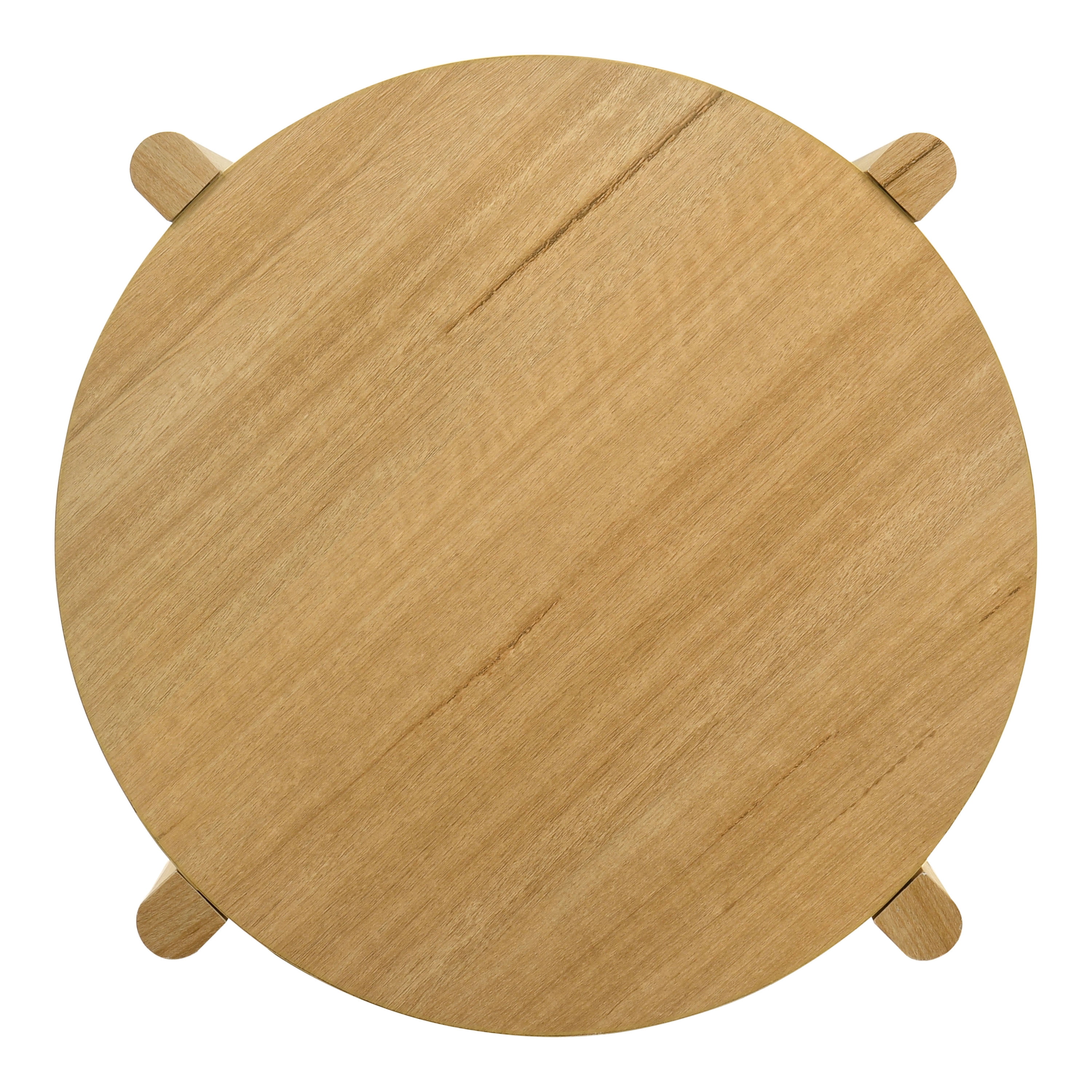Furniture of America Afra Modern Wood Round End Table with Open Bottom Shelf, Natural