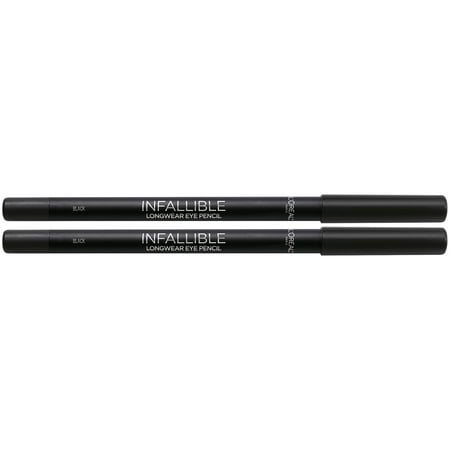 L'Oreal Paris Infallible Pro-Last Waterproof Up to 24HR Pencil Eyeliner, Black, 2 COUNT, ONLY AT WALMART