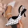 thumbnail image 2 of Women Shoes Slingback Heeled Sandals for Women Wide Width Classic Polka Dot Satin Pointed Closed Toe Thin Stiletto High Heel Adjustable Buckle Dress Pumps Women Shoes Casual Dress Black Heels Summer, 2 of 10