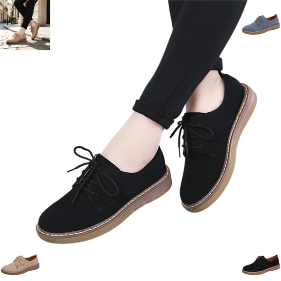 YOUYEDIAN Platform Shoes for Women Spring Versatile Round Toe Soft Lace-up Casual Retro Comfy Flats Fashion Outdoor Walking Shoes