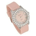 thumbnail image 3 of Simone Chic. Women's Big Rocks Fully Iced Bezel Colored Dial w/Easy Reader Roman Numerals Colorful Rubber Band Watch - ST10357LA Silver Blush Pink, 3 of 3