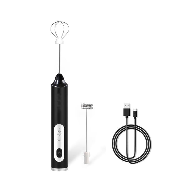 Bewildely Espumador de leche batidor de huevos eléctrico batidor de 3 velocidades batidor de mano USB recargable accesorios para el hogar Electrodomésticos Negro Bewildely HA082920-02B