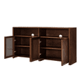 thumbnail image 6 of Hassch Rattan Buffet Cabinet with 4 Doors, Modern Credenza Storage Cabinet, Sideboard with Adjustable Shelves for Living Room, Dining Room, Kitchen, Hallway, Walnut, 6 of 7