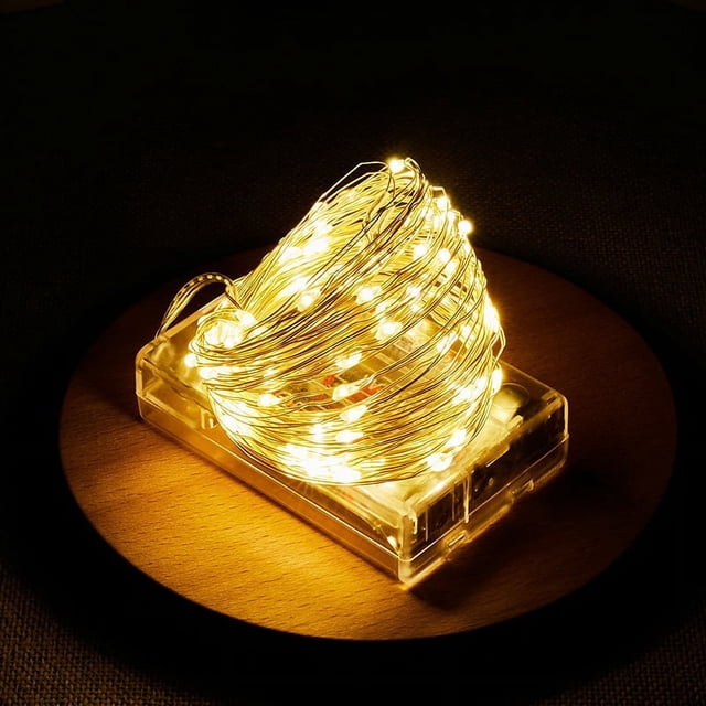 Cadena de luces LED con forma de caja de batería, alambre de cobre, decoración navideña, luz de color pequeña, luz de estrella, luz de ambiente, luz intermitente