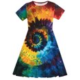 thumbnail image 5 of Pounoo New Dresses For Kids Cute Print Short Sleeve Casual Dresses Round Neck Knee Length Dress Lightweight Dresses For Girls 10-12, 5 of 5