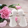 thumbnail image 3 of Kissing Angels Figurines, White, Porcelain, Traditional Home Décor, TDL - Set of 2, 3 of 9