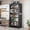 Gray + Metal + Adjustabel Shelves + Metal, variant on 31.5" Cream Sideboard Buffet - Tempered Glass Door Storage Cabinet with Adjustable Shelves