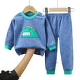 thumbnail image 4 of Wxirdiow Kids Outfits Boys Kids Boys Girls Fleece Outfit Plain Winter Warm Pullover Shirts Sherpa Cozy Clothing Sets Blue Size,3-6 Months, 4 of 4