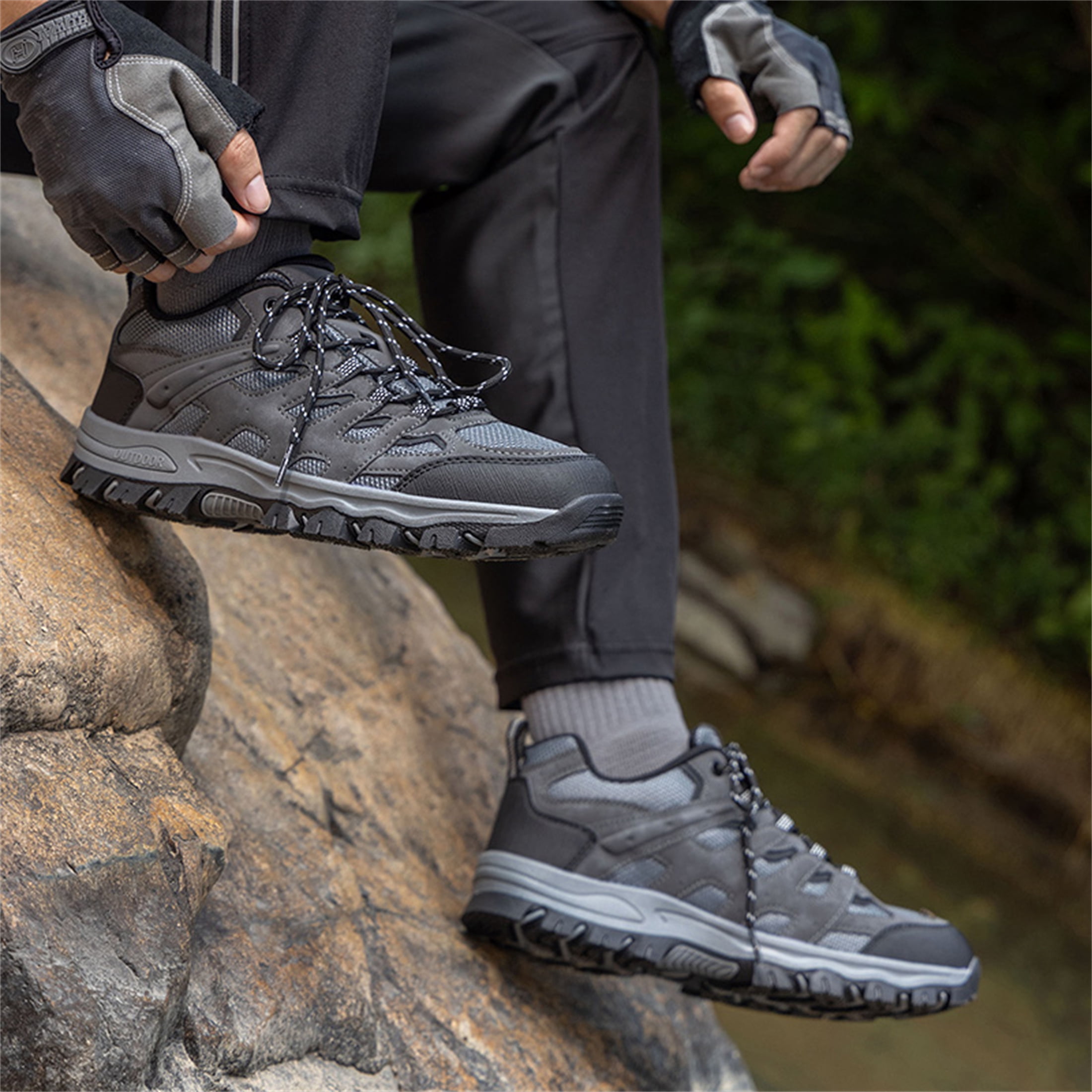 YOURDIARY Mens Outdoor Hiking Shoes Breathable Sneakers for Trail Walking Camping Work