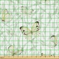 thumbnail image 2 of Ambesonne Spring Fabric by the Yard, Butterfly Watercolor Garden, 3 Yards, Pale Sage Green White, 2 of 5