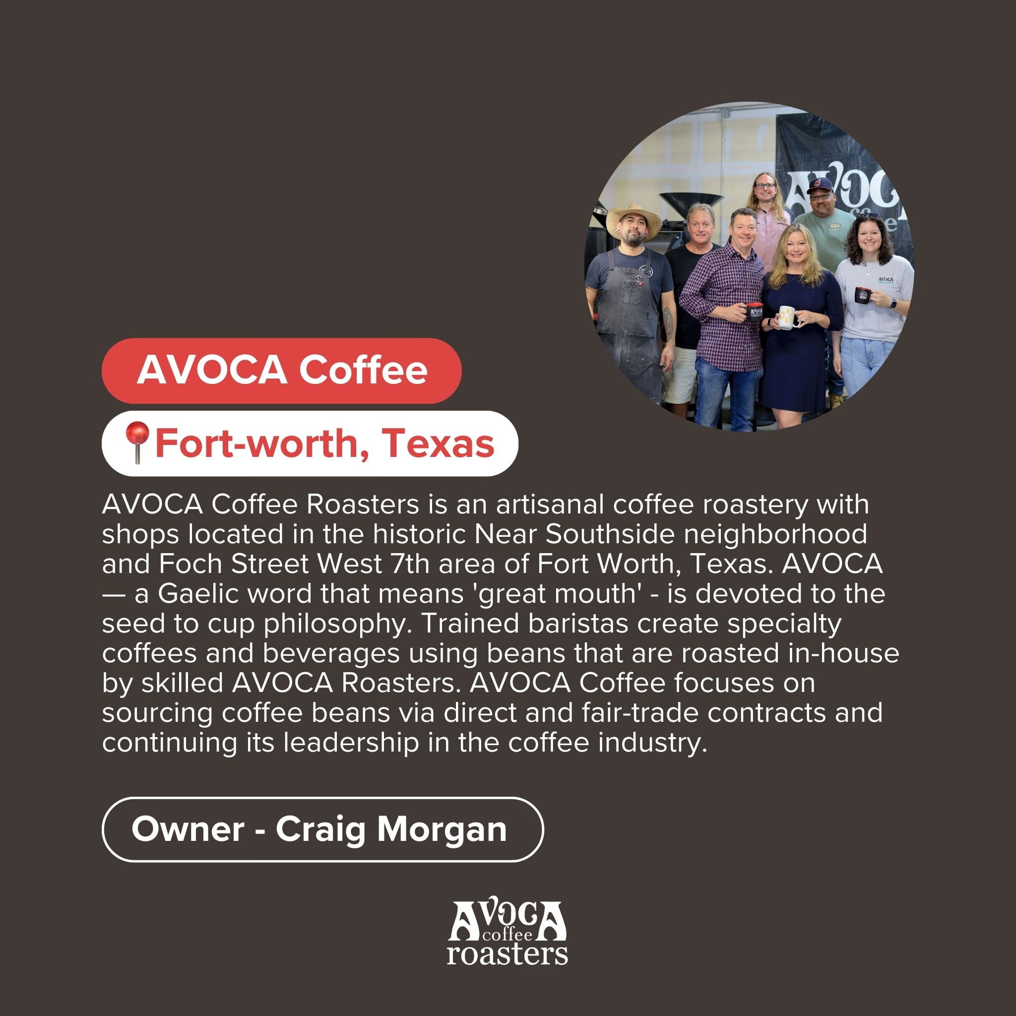 Local Avoca Coffee Noir Blend, Dark Roast Coffee, Whole Bean, 9oz
