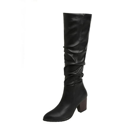 

Jikolililili Autumn and Winter Warm Boots Pointed Toe Thick High Heels and Thin Knee-High High-Top Women S Boots Autumn Winter Shoes Christmas 2022 Deals Clearance
