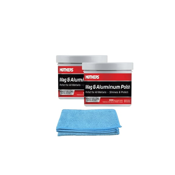 Mothers Mag & Aluminum Polish 5 oz Bundle with Microfiber Cloth (3 Items)
