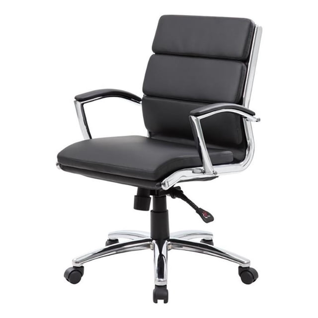 Scranton & Co Modern Vinyl Executive Mid-Back Office Chair in Black